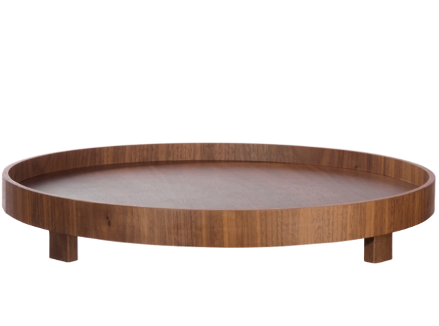 Wood rundes Tablett auf Fuß, Nussbaum