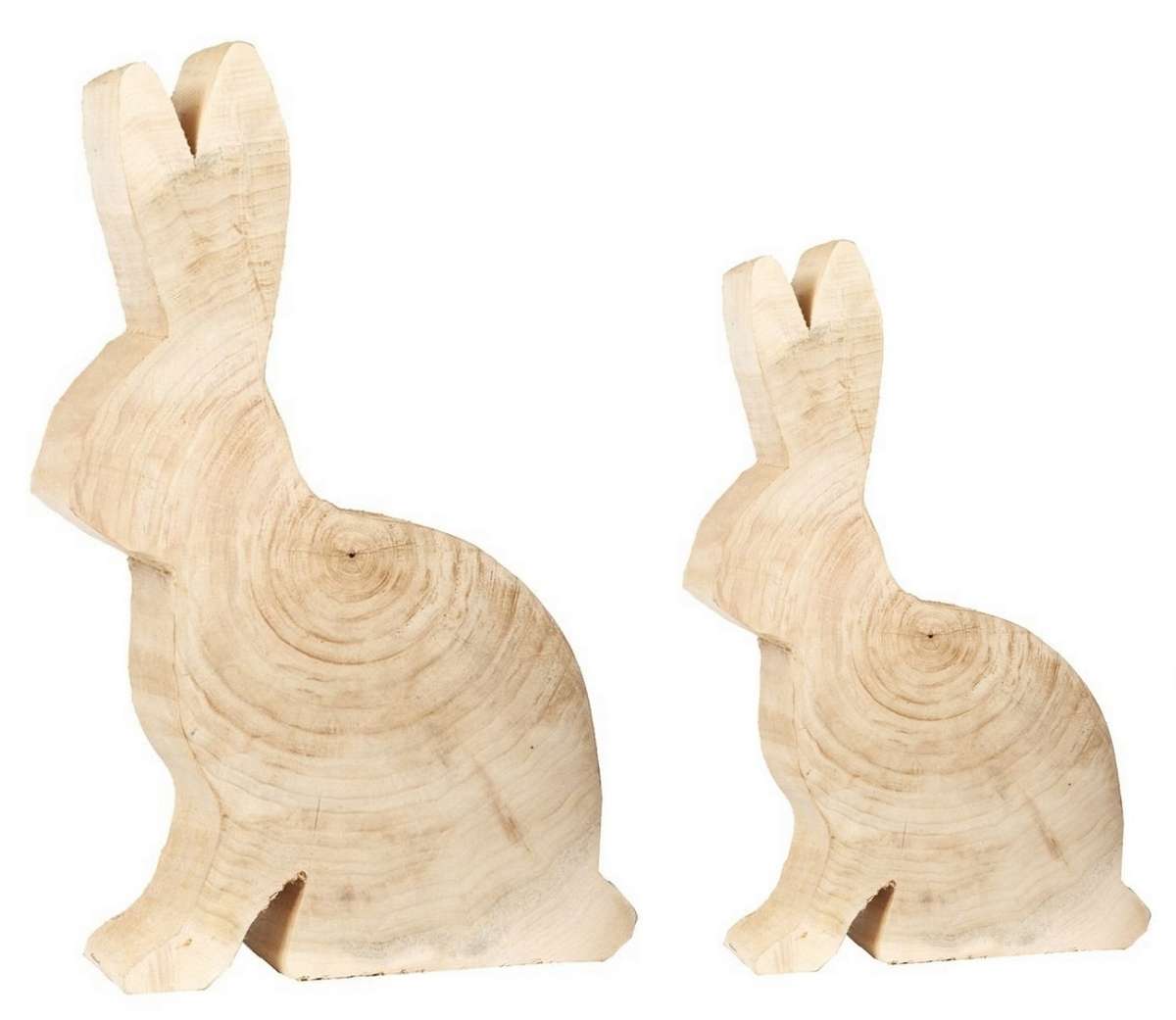 Sitzender Dekohase aus Pappelholz - natur