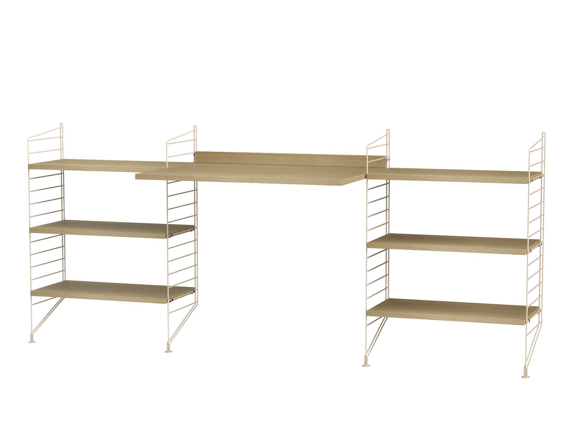 Schreibtisch mit Regal minimalistisch Beige Eiche
