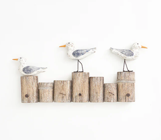 Garderobenhaken Möwen auf Holzstumpfe Garderobenhaken Möwen auf Holzstumpfe