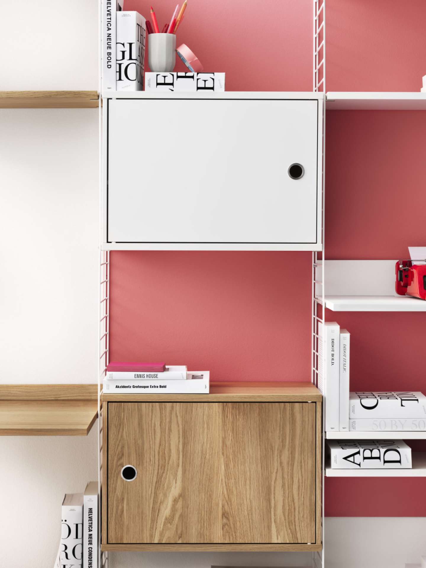 String System Hängeschrank mit Schwingtür Walnuss natur 58/42/30