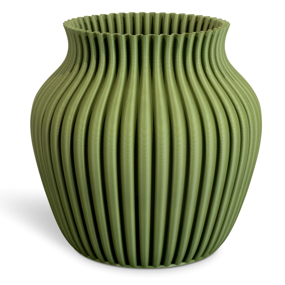 Speaking matte Vase 3D Curve aus Kunststoff forest green