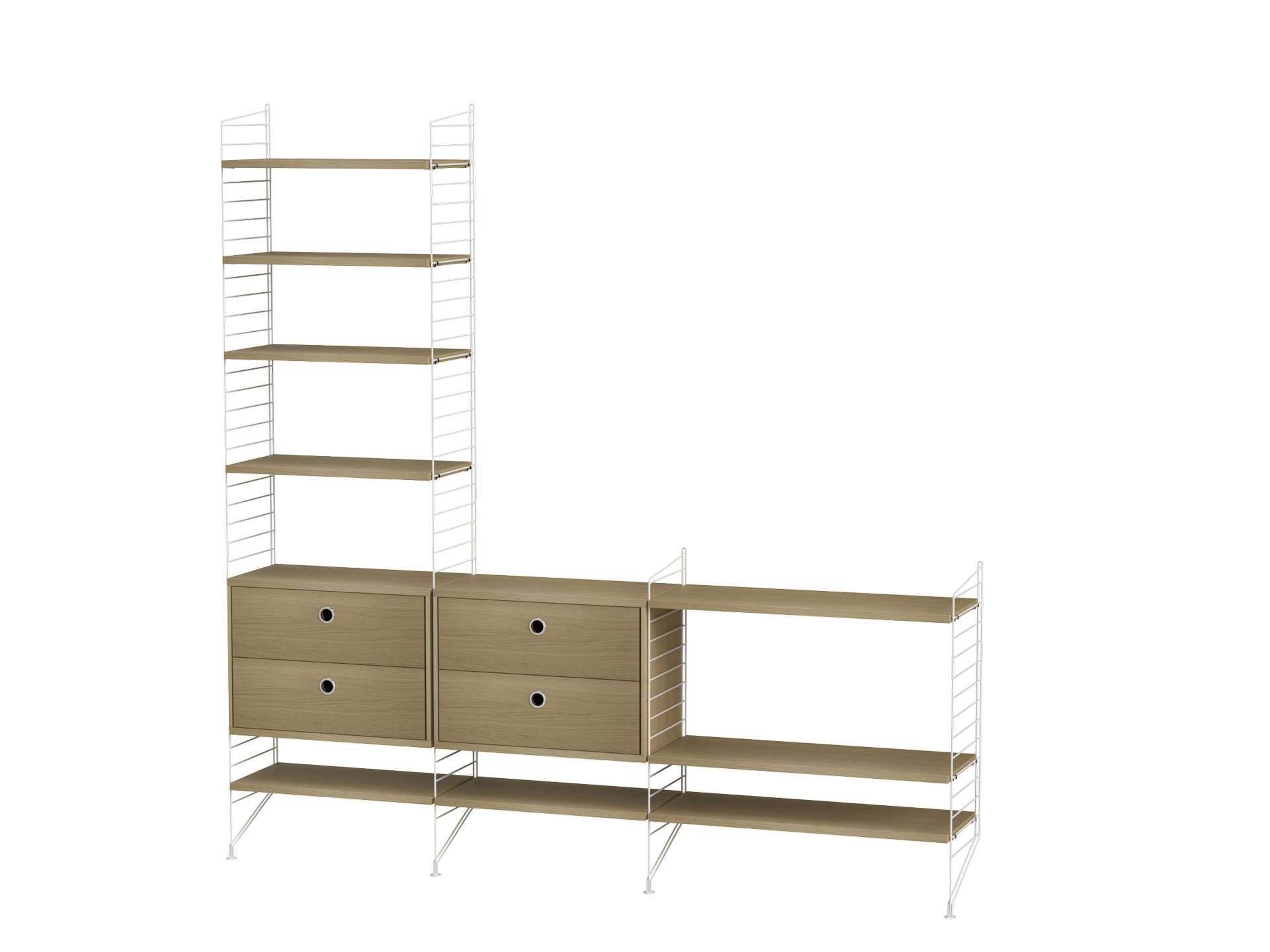 String Furniture Sideboard Regal Kombination Weiß Eiche