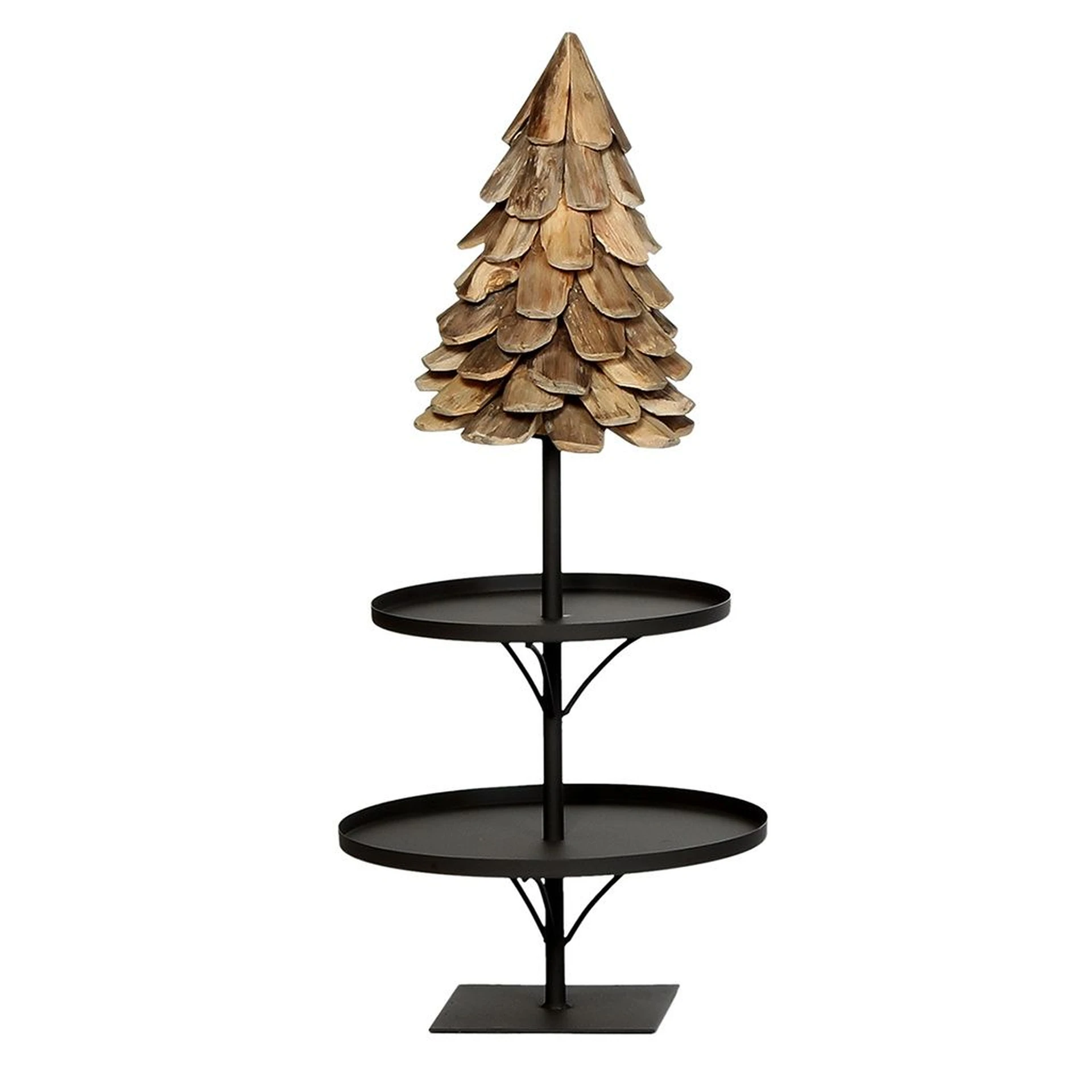 Weihnachtliche Etagere mit Tanne BREST Höhe 85 cm Ø 38 cm