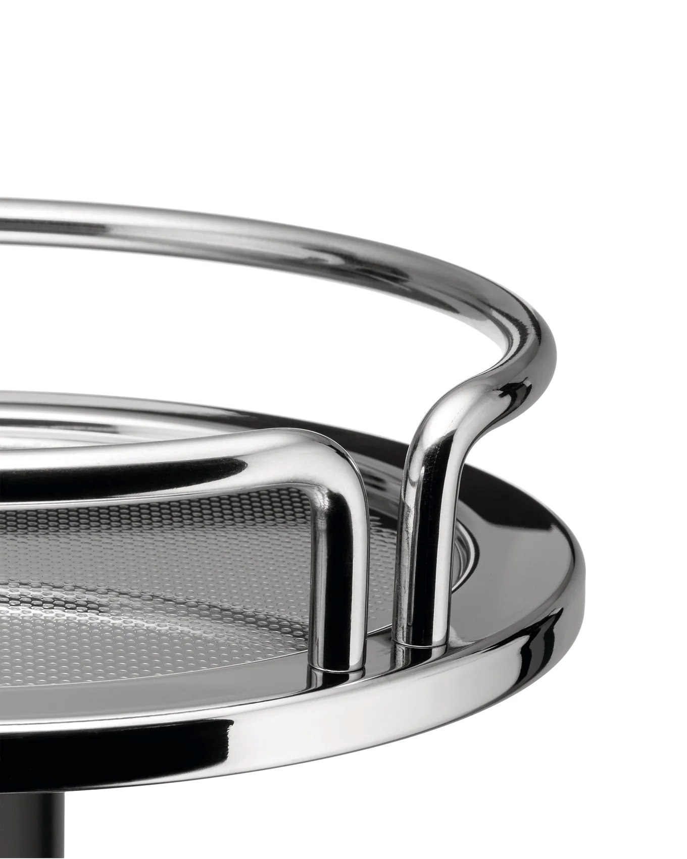 Weinkühlerständer – Edelstahl 18/10, poliert mit dunkelbrauner Stange