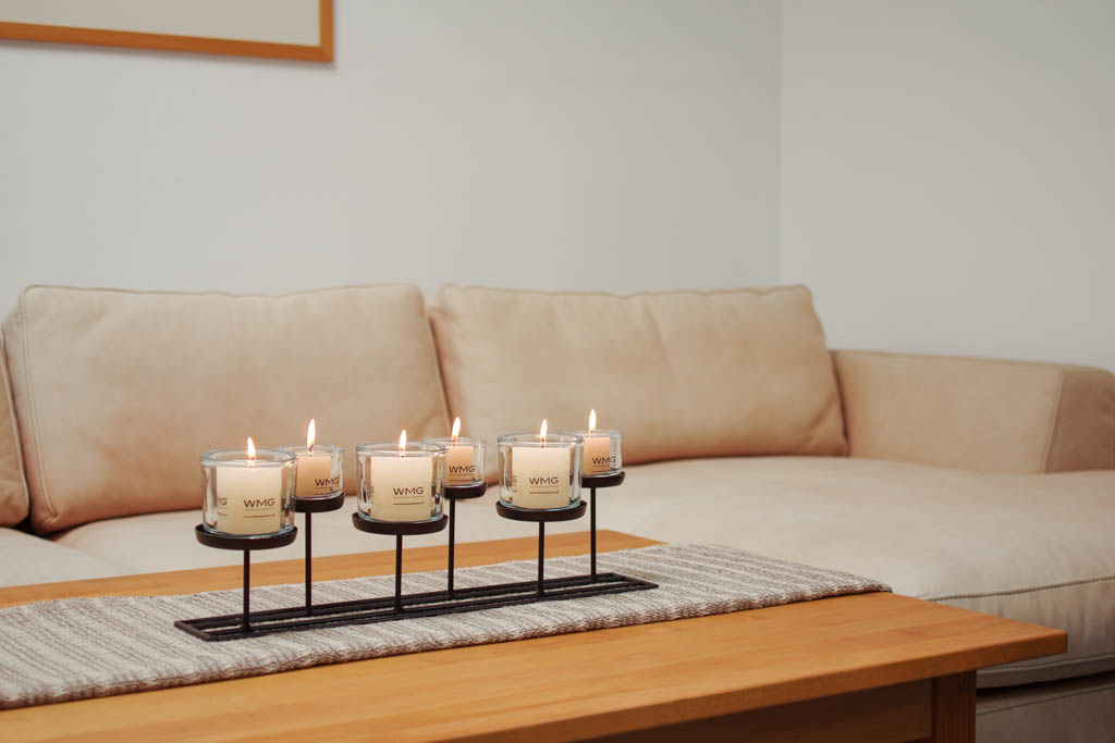 Windlicht Lincoln Rechteckig 100 cm mit 10 Gläsern und Gratiszugabe