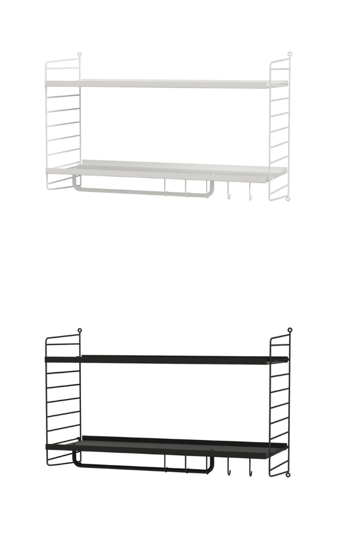 Wandregal mit Metallböden und Aufhängung Wandregal mit Metallböden und Aufhängung Schwarz