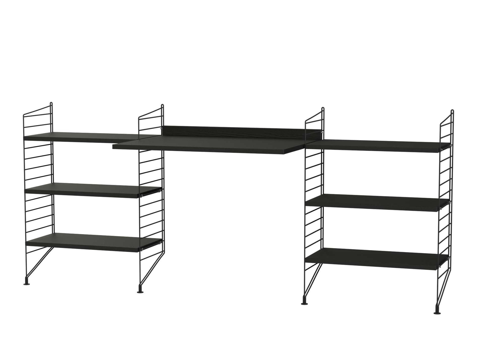 Schreibtisch mit Regal minimalistisch Schwarz Esche gebeizt
