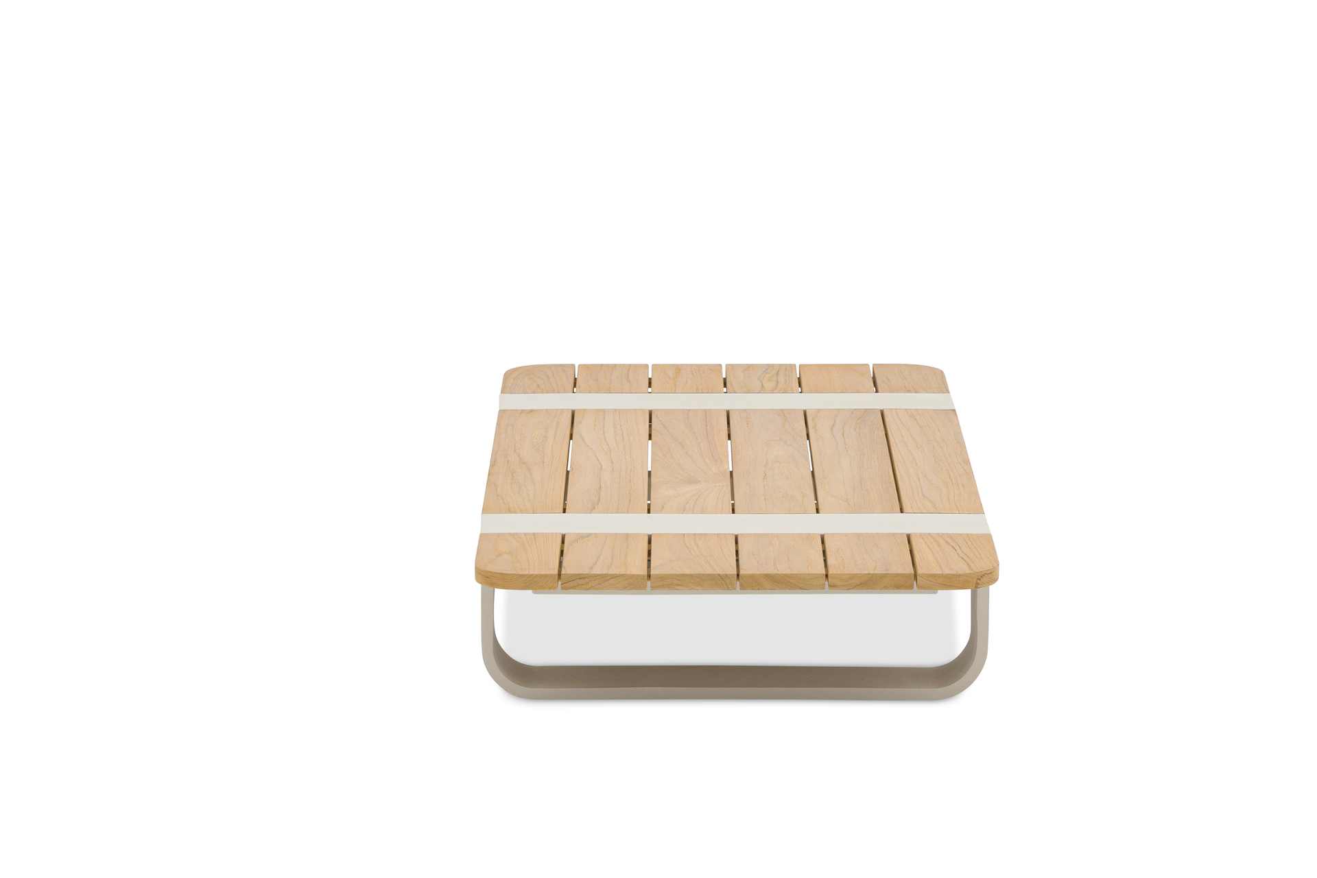 Dox flacher Lounge Tisch mit Teak Oberfläche