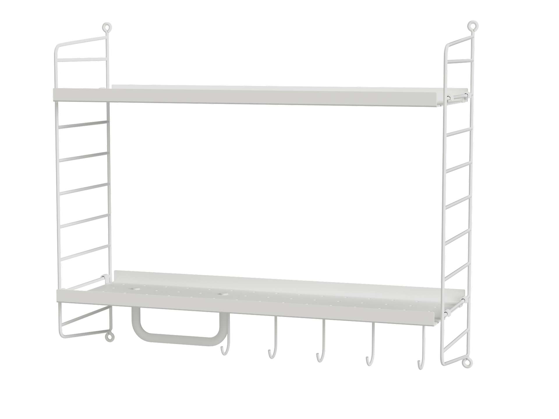 Regal mit zwei Metallböden und Zubehör Weiß Regal mit zwei Metallböden und Zubehör Weiß