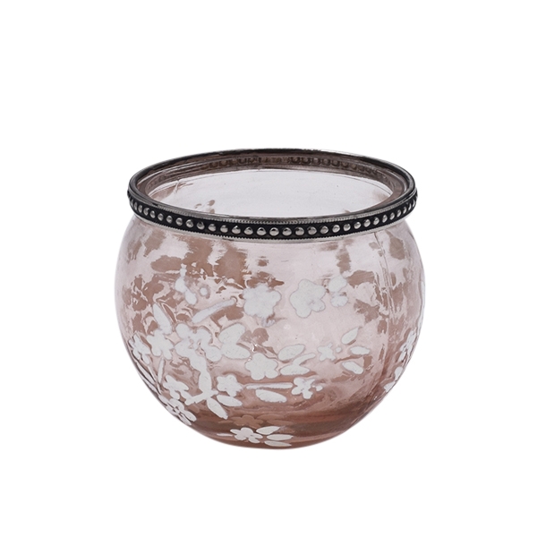 Glaswindlicht Sakura rosa/weiß Ø 10,5 H 8,5cm