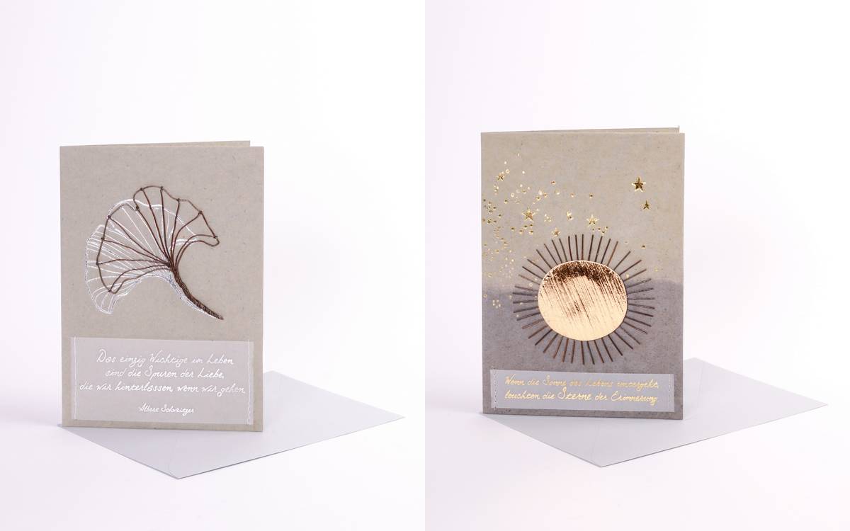 Trauerkarte mit Drahtmotiv Trauerkarte mit Drahtmotiv