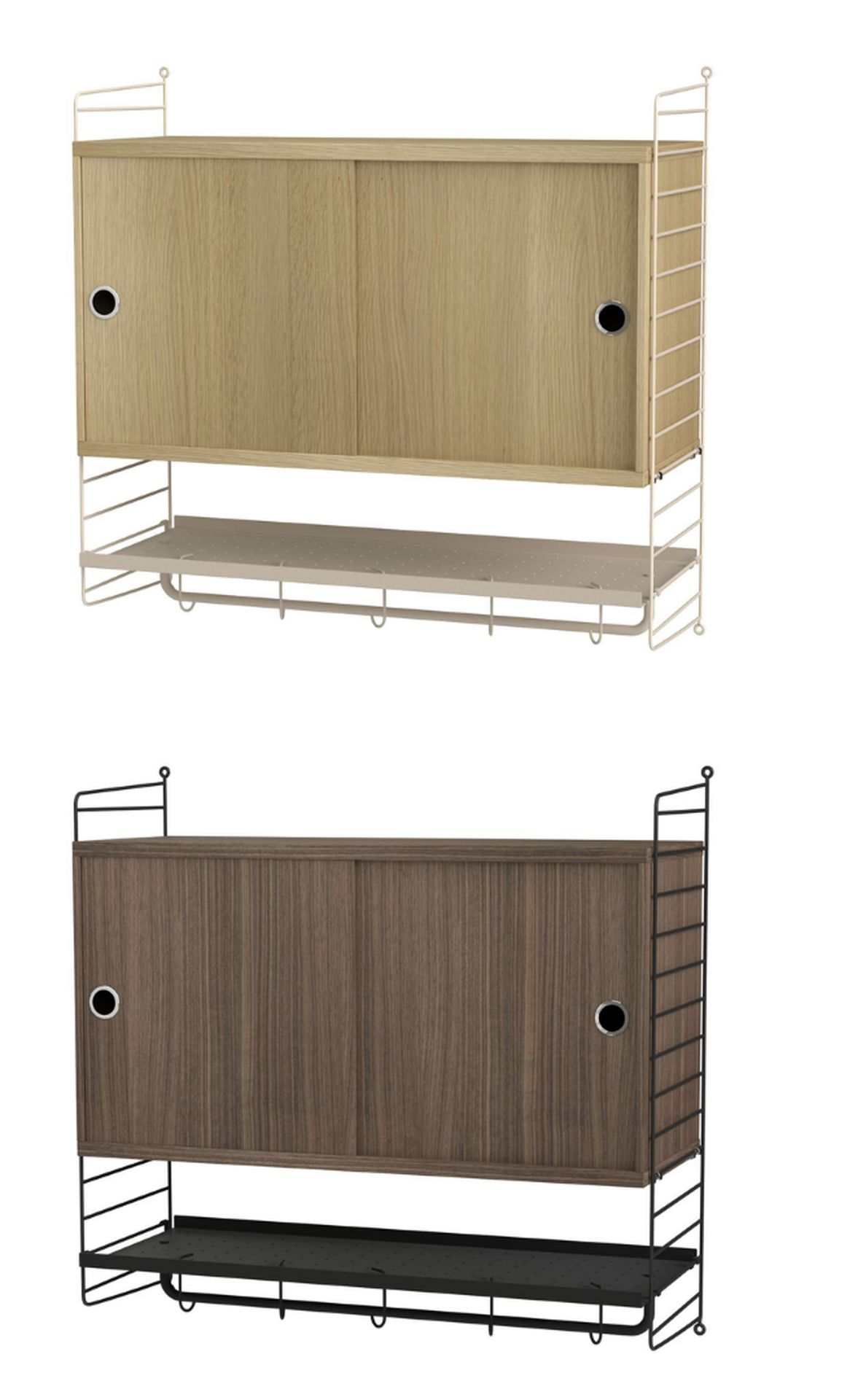 Hängeschrank mit Schiebetüren und Kleiderstange Hängeschrank mit Schiebetüren und Kleiderstange Esche/Schwarz