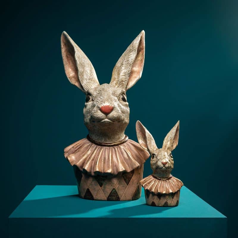 Hasenbüste Heinzi - Osterdeko apricot/creme/gold – Hasenfigur