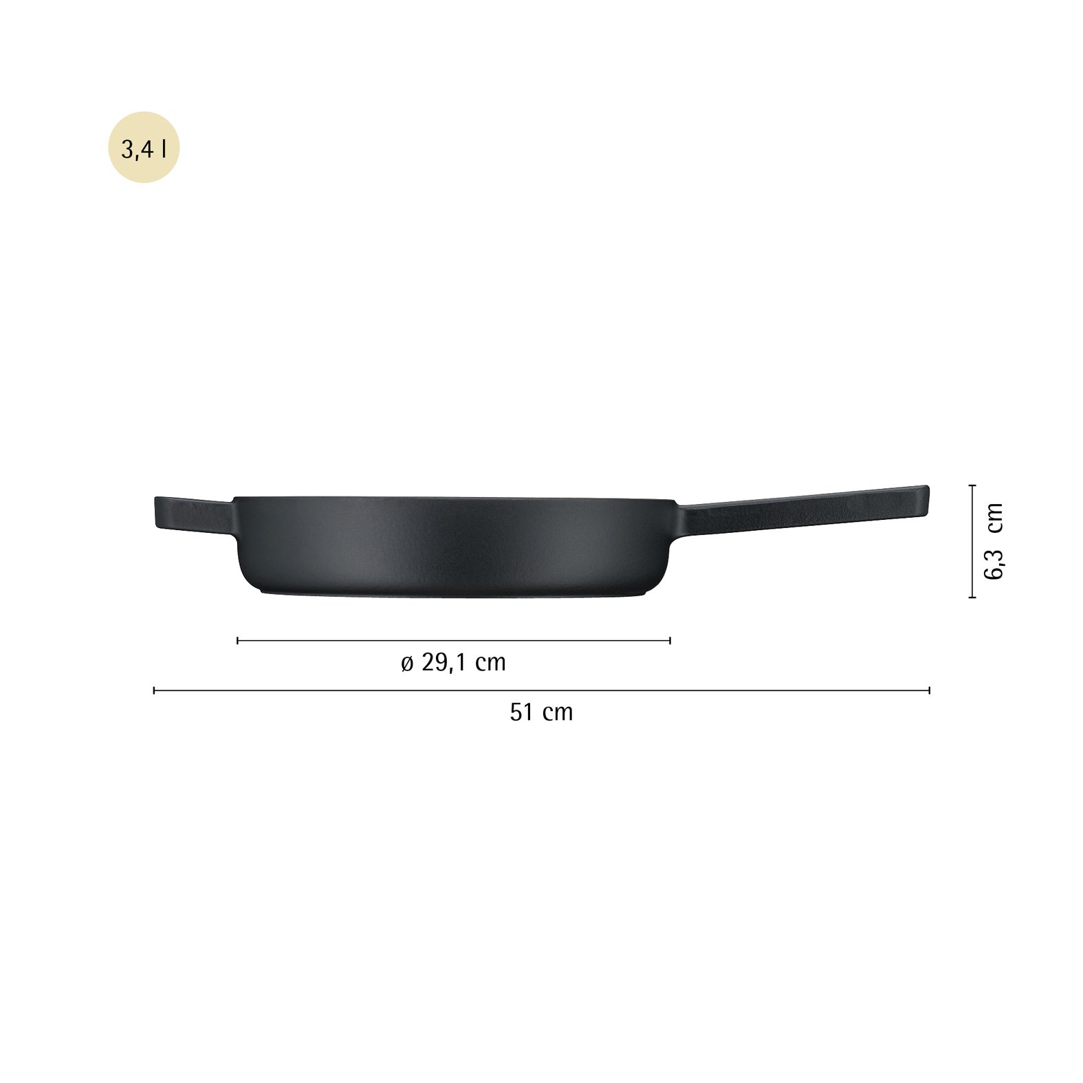 Flavour Sautierpfanne 28 cm aus emailliertem Gusseisen, Schwarz Flavour Sautierpfanne 28 cm aus emailliertem Gusseisen, Schwarz