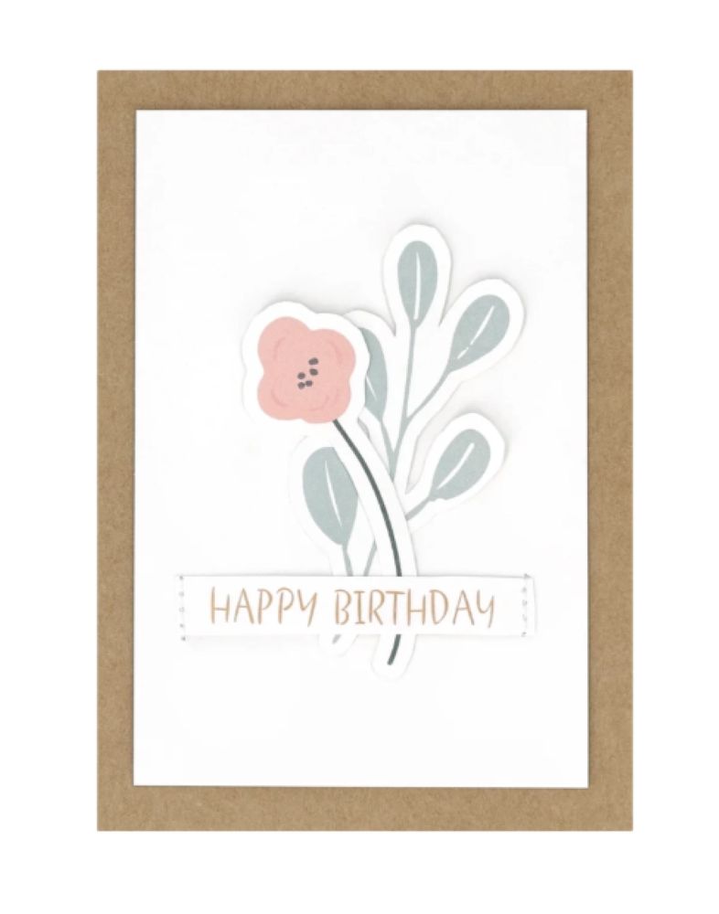 Geburtstagskarte "Happy Birthday" - mit Blümchenmotiv