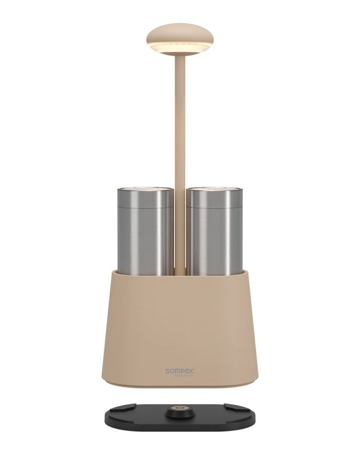 HEUERECE Akku-Tischleuchte inkl. Salz und Pfefferstreuer sand