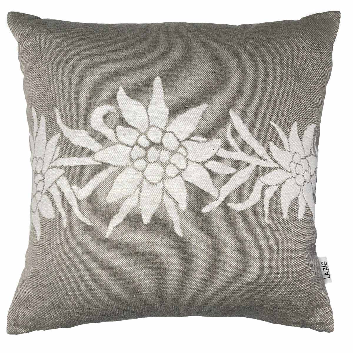 Kissenhülle Severin 45 x 45 cm - Edelweissranke auf softem Leinengrund Kissenhülle Severin 45 x 45 cm - Edelweissranke auf softem Leinengrund