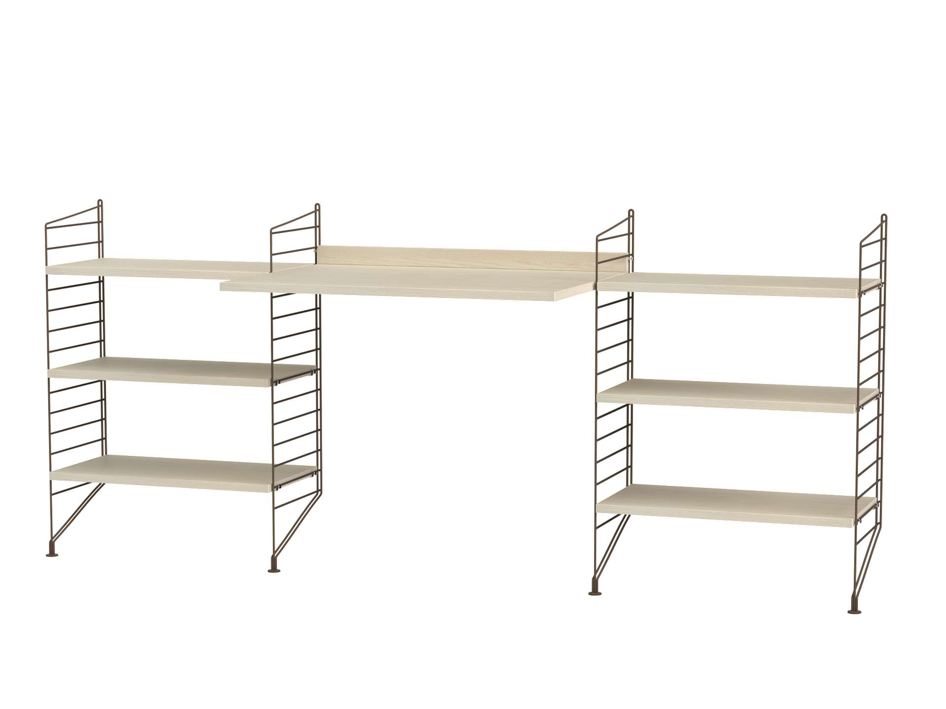 Schreibtisch mit Regal minimalistisch Braun Esche Schreibtisch mit Regal minimalistisch Braun Esche