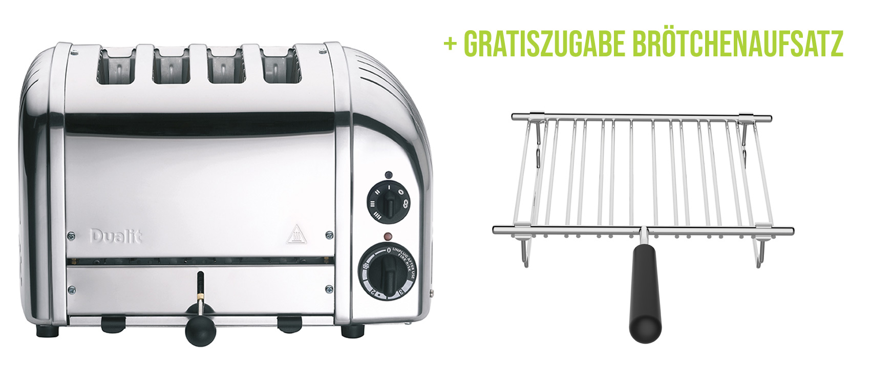 Dualit Classic Toaster Premium 4-Schlitz inkl. Gratis Brötchenaufsatz ...