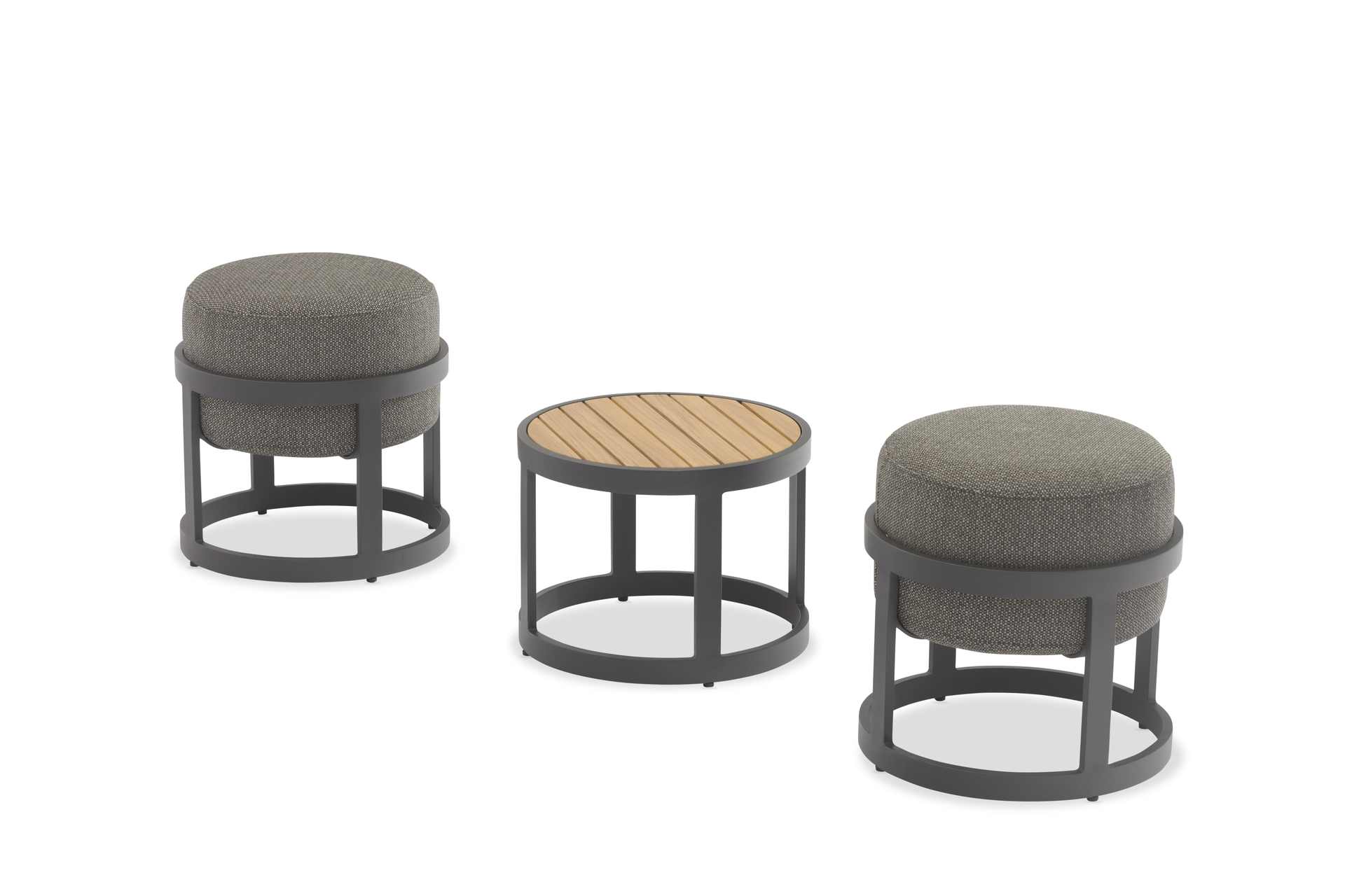 Totem Hocker Set + Coffee Table für den Garten Kohle Totem Hocker Set + Coffee Table für den Garten Kohle