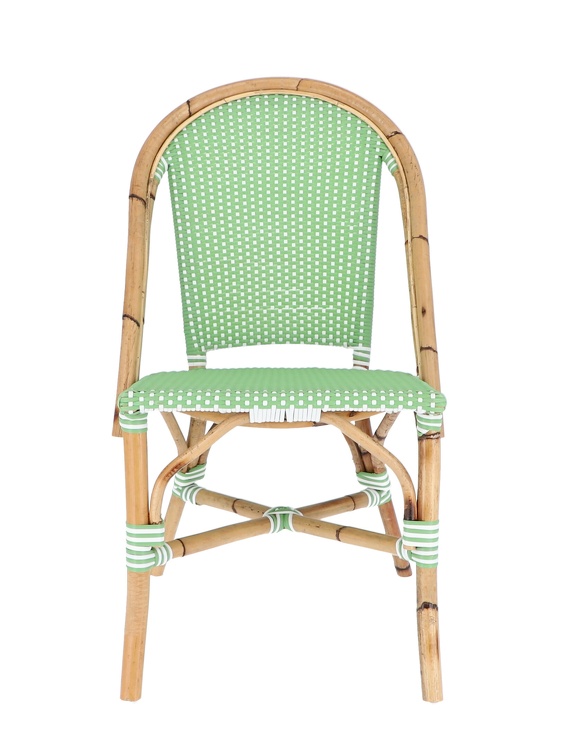 OUI Stuhl aus Rattan mit Kunststoffgeflecht mint-weiß