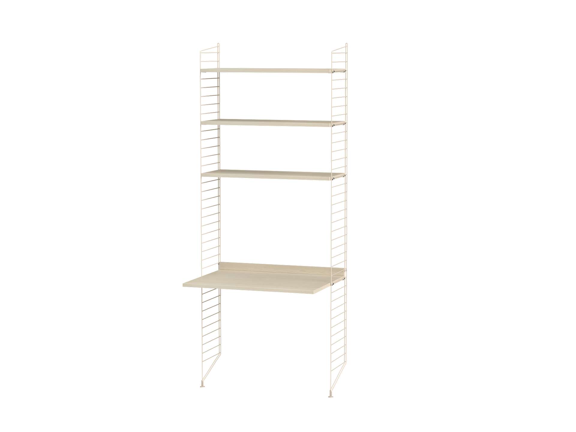 Schmales Standregal mit Schreibtisch Beige Esche