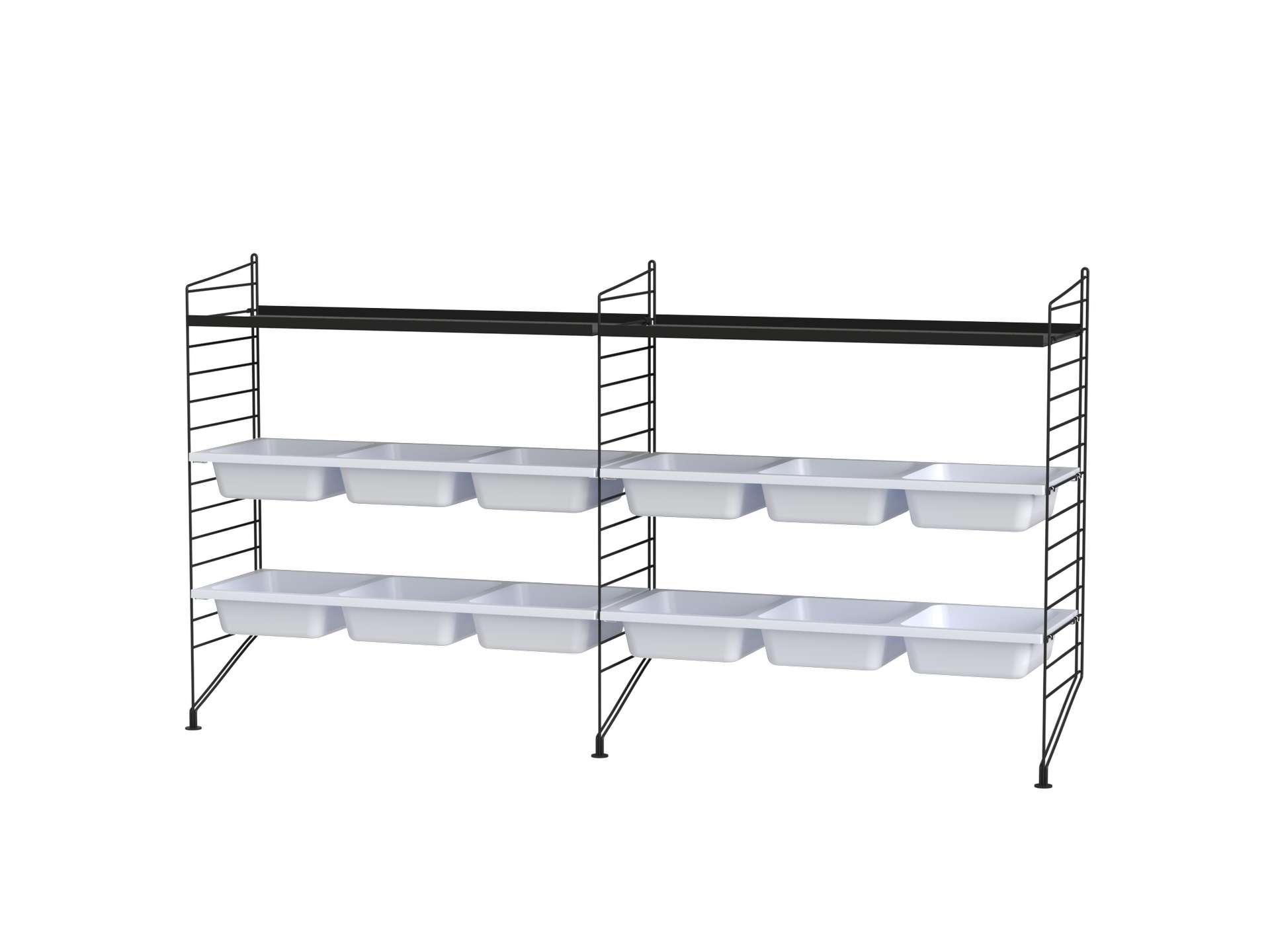 Niedriges Standregal mit Aufbewahrungseinsätzen Schwarz Schwarz Niedriges Standregal mit Aufbewahrungseinsätzen Schwarz Schwarz