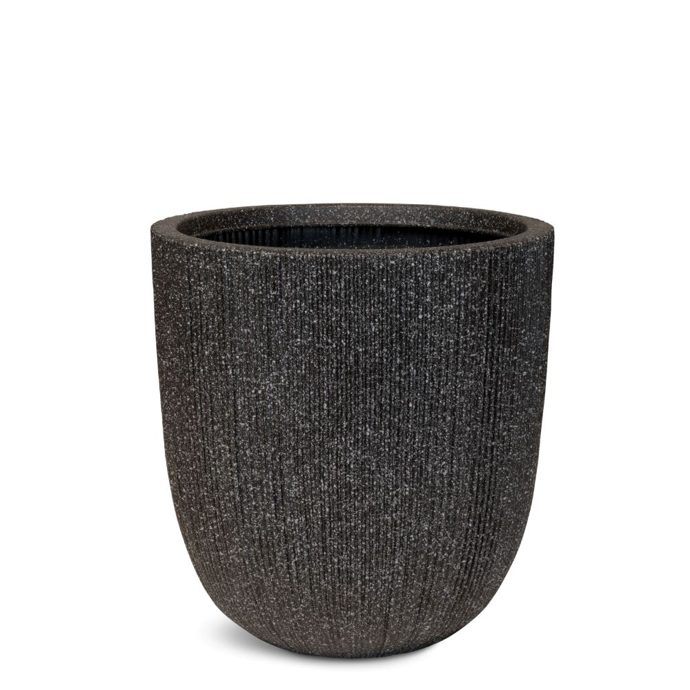 Toskana modernes Bodengefäß mit Rillenstruktur Ø 31 cm, Höhe 31,5 cm stone black