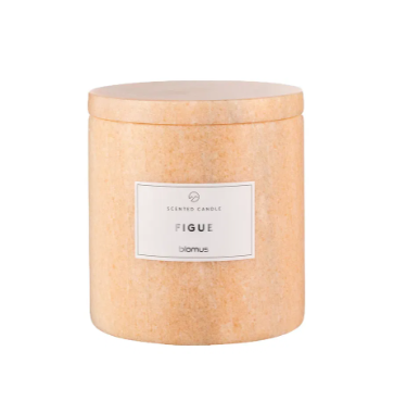 Frabli Duftkerze 11 cm Marmor – Sojawachs Kerze mit Duft Figue, Farbe Indian Tan
