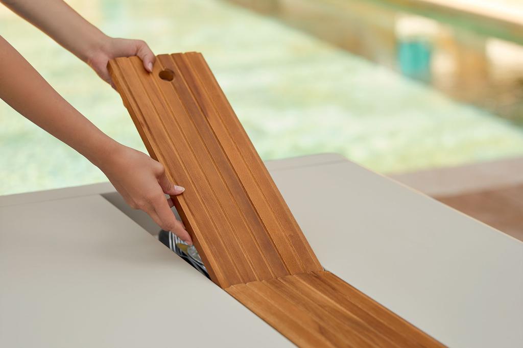 Bellevie Tisch 196 x 90cm mit Aufbewahrung Latte Beige