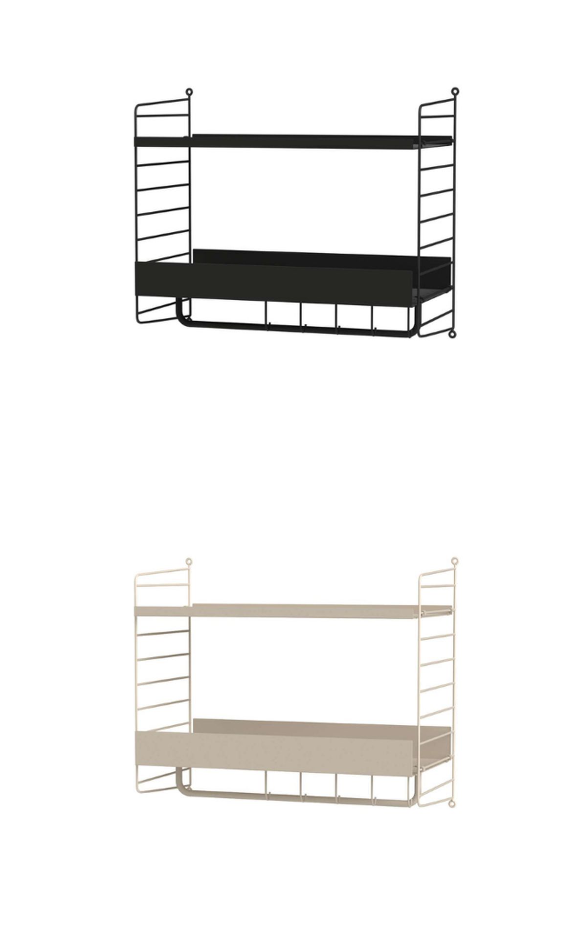 Wandregal mit Metallboden Hohe Kante und Aufhängung Schwarz