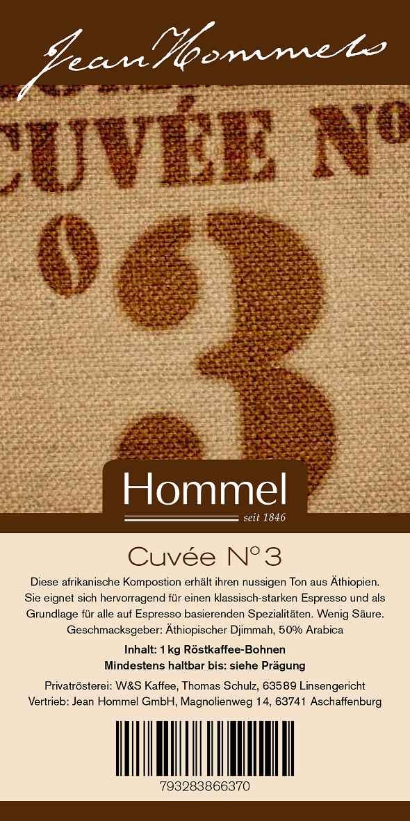 Kaffee Cuvee Nr. 3 1000g Kaffee Cuvee Nr. 3 1000g