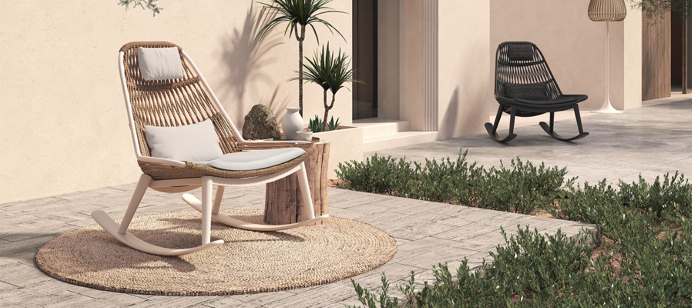 Como Schaukelstuhl mit Korbgeflecht Como Schaukelstuhl mit Korbgeflecht