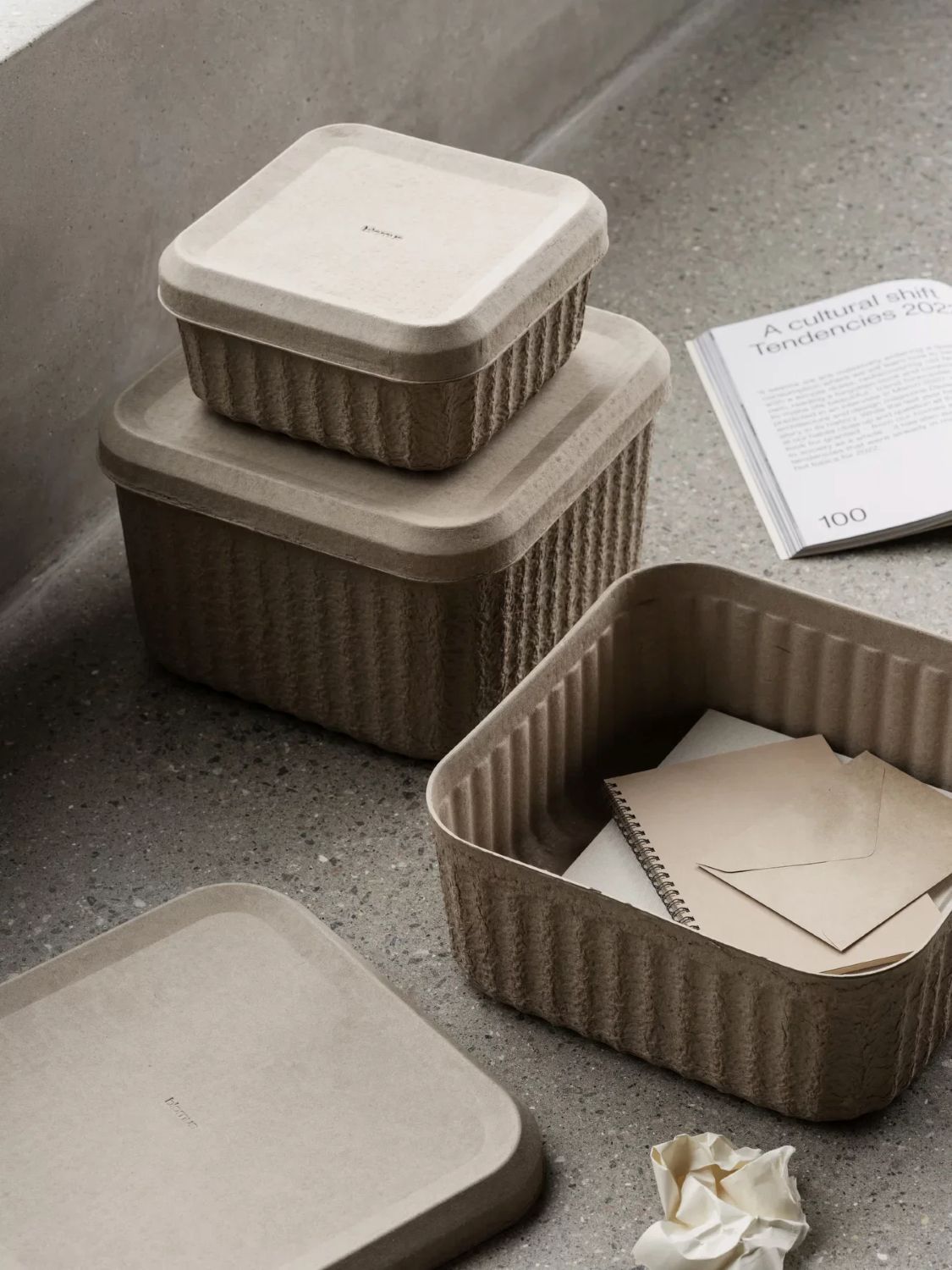 REDO Aufbewahrungsboxen 2er Set aus Papierzellstoff