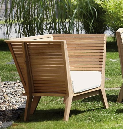 Gartenmöbelstück Teakholz Sessel Teakholz Gartensessel mit weißen Polster