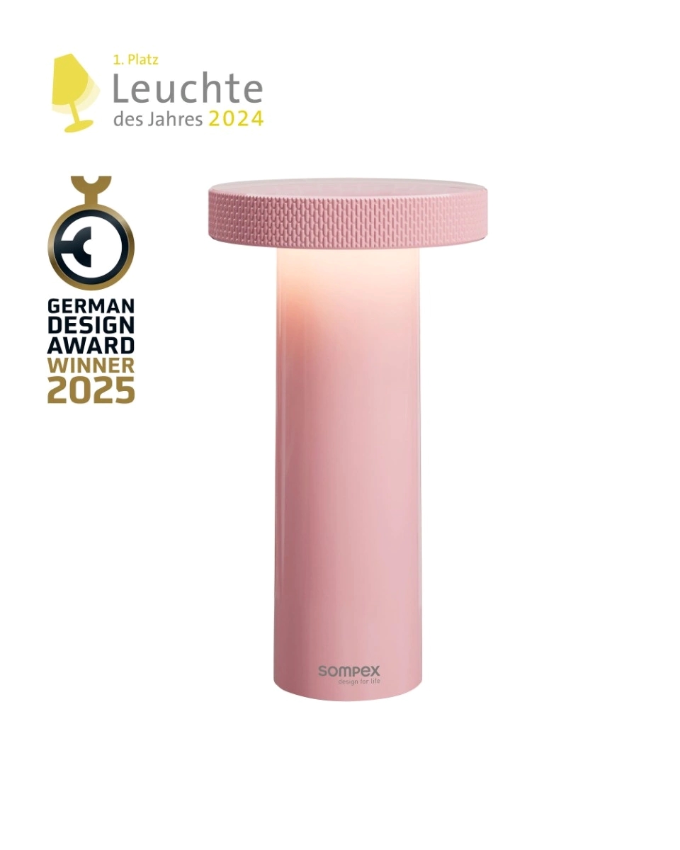 VOLUME retro Akku-Tischleuchte In- und Outdoor rosa VOLUME retro Akku-Tischleuchte In- und Outdoor rosa