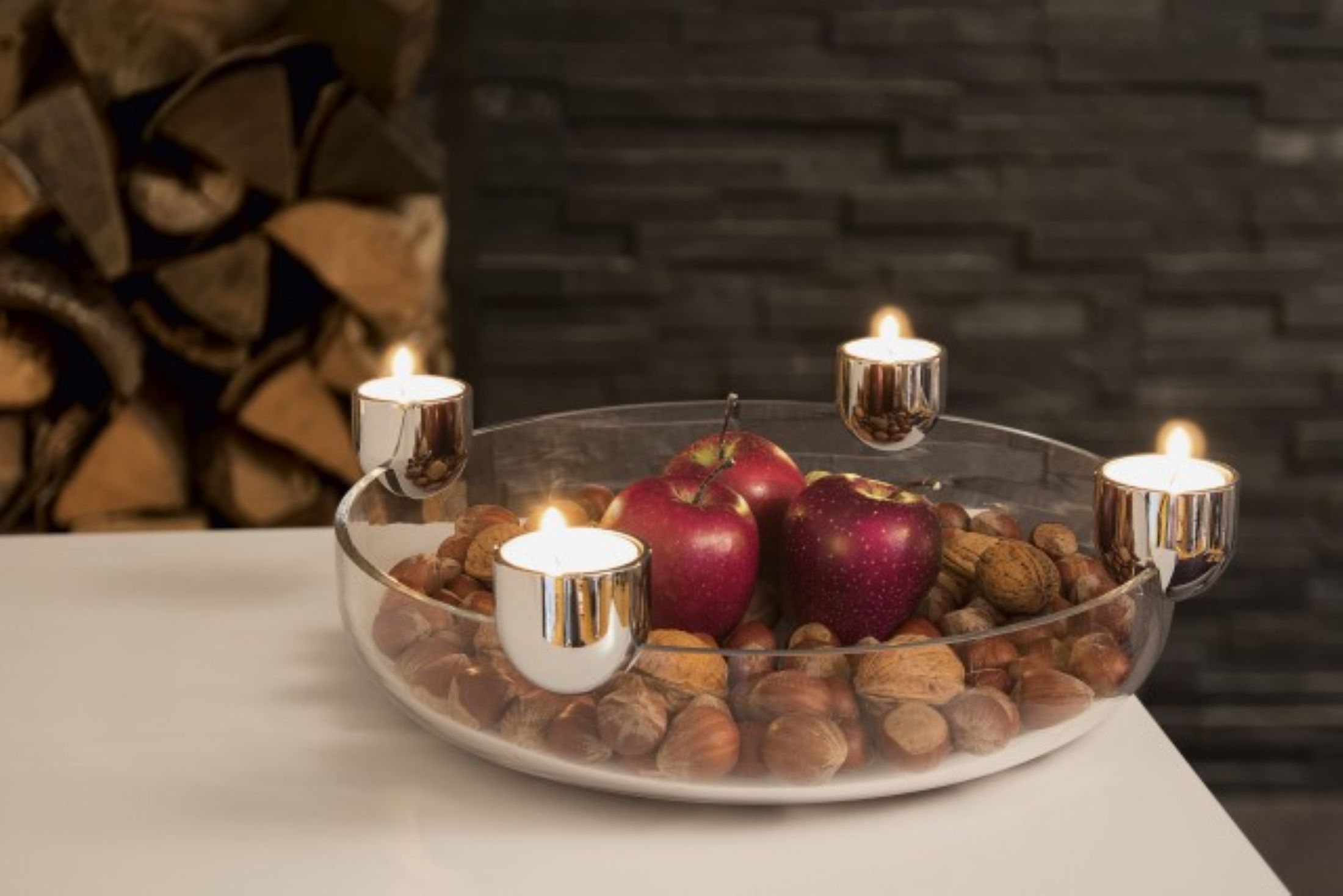 Arena beleuchtete Schale mit vier Teelichthaltern Arena beleuchtete Schale mit vier Teelichthaltern