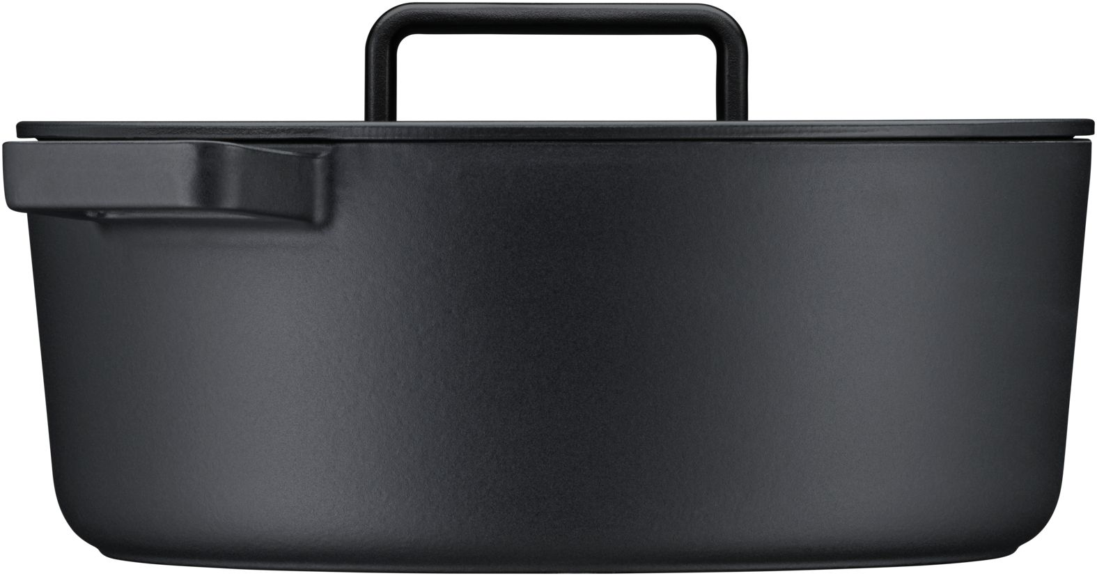 Flavour Ovaler Gusseisen-Bräter 33 x 26 cm mit Aromadeckel, Schwarz