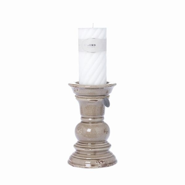 Kerzenständer, hellbraun, Keramik - 21 cm