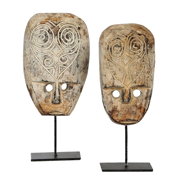 Maske Stein auf Ständer Papua H 30 cm