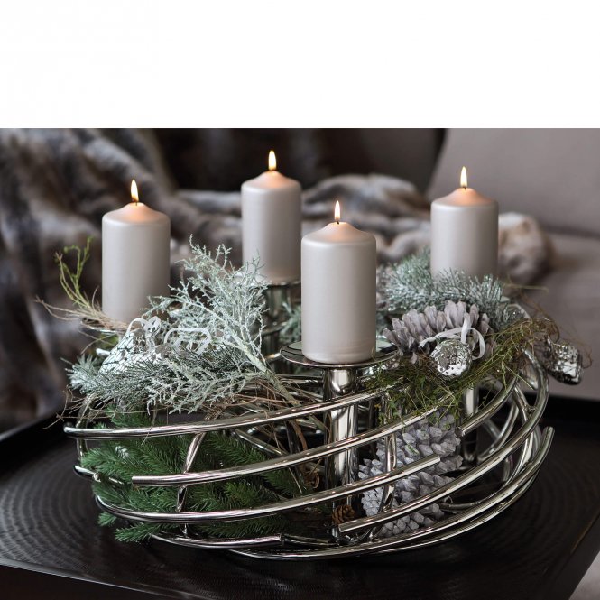 Fink CORONA Adventskranz silber | Kerzenständer